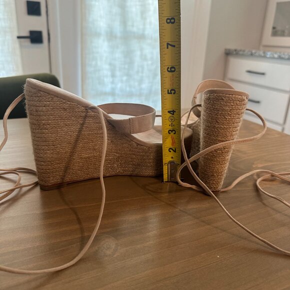 Raye Jesse Wedge - Strappy Wrap Ankle Tie Jute Wedges - Tan/Nude - Size 7.5 - Picture 7 of 14